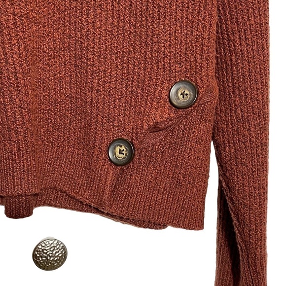 Cowl neck knit sweater Women’s size Medium rust brown long sleeve Fall warm - Picture 3 of 6